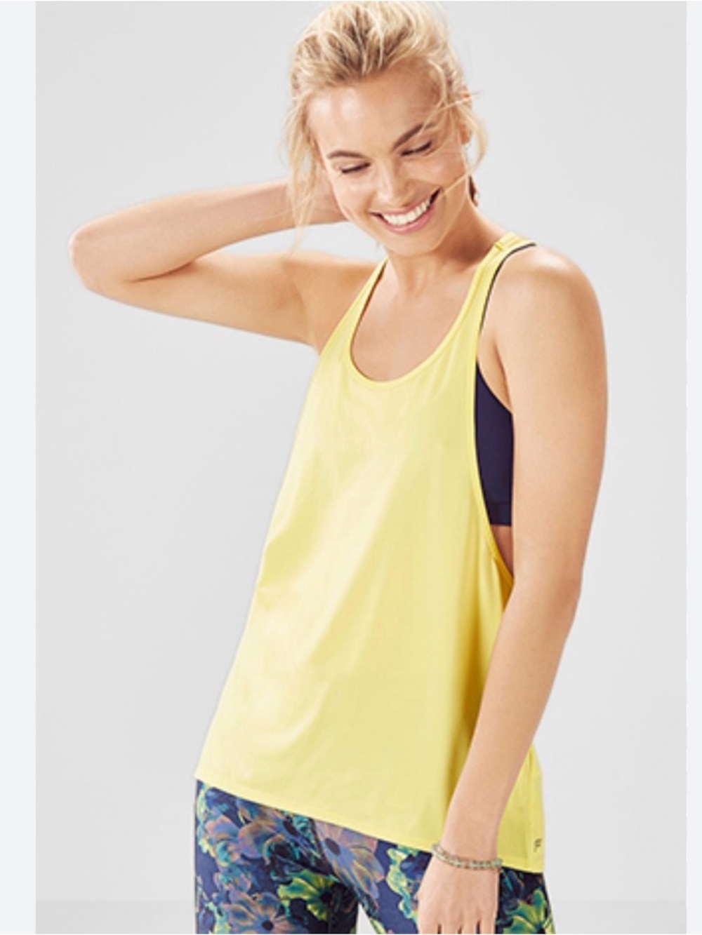 Fabletics Light Yellow Racerback Tank